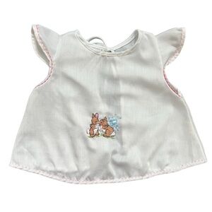 Vintage 70s Hand Embroidered White Baby Blouse - OS